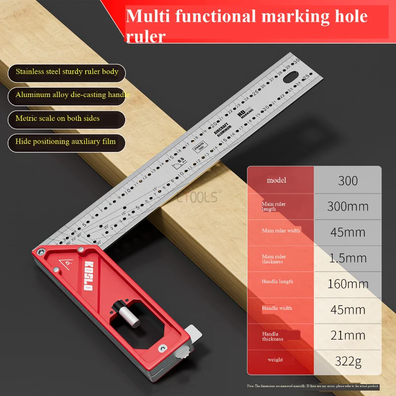250mm/300mm/400mm Multifunction Stainless Steel Metal Square Angle Marking Right Ruler for Joiner Carpenter Woodworking Tools