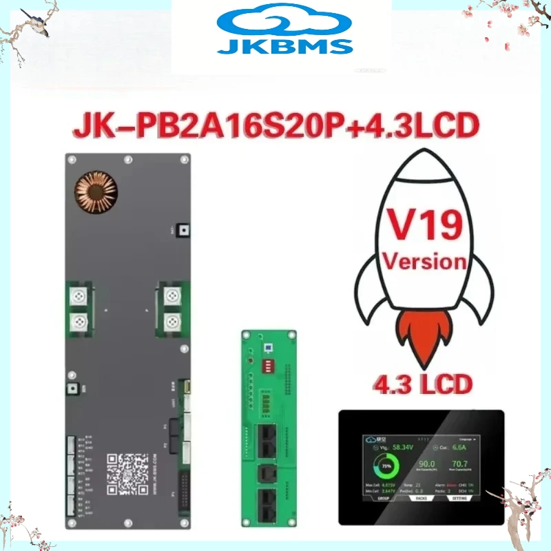 JIKONG JKBMS V19 Inverter BMS JK-PB2A16S20P 8S/16S 24V/48V 200A LiFePO4 Battery Home Energy Storage BMS Smart Active Balance 2AT