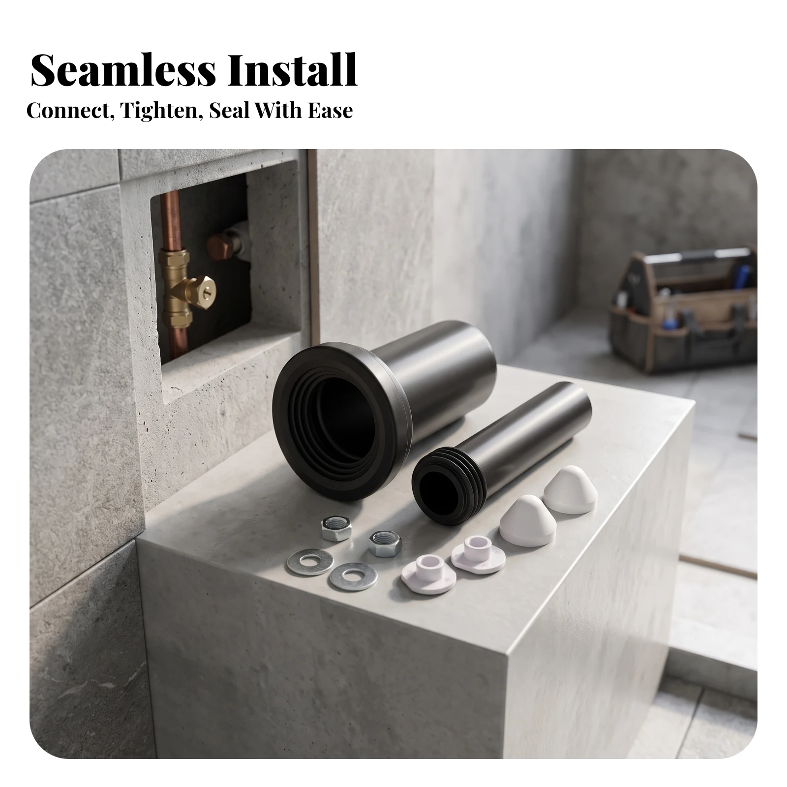 Toilet Cistern Plumbing Fitting Seamless Concealed Cistern Connector with Pipe Drain Pipe with Gasket Easy Installation
