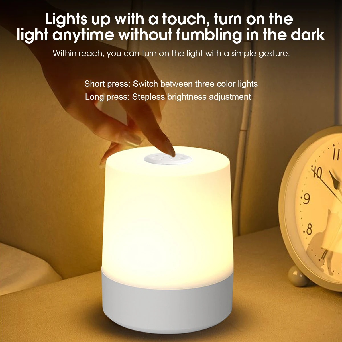 اللمس ليلة مصباح 3 طرق LED ضوء الليل أباجورة USB شحن ضوء الليل الضوء المحيط لينة ضوء الجدول مصباح للأطفال هدية #6