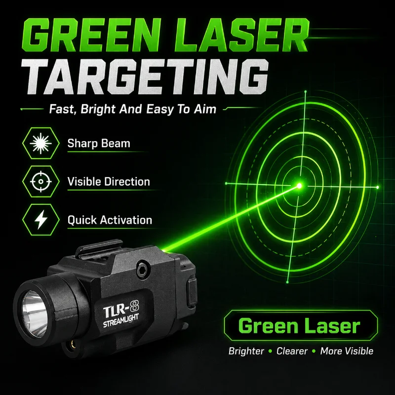 Sturdy 20mm Clamp TLR‑8 Light Unit 800LM Red Green Laser Metal Under‑barrel Hobby Accessory