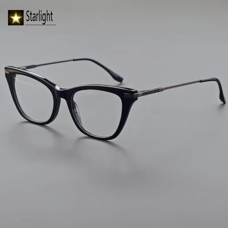

2026 Acetate Cat Eye Black Glasses Frame Women Eyeglass Frames Men Fashion Optical Reading Myopia Presbyopia Prescription Retro