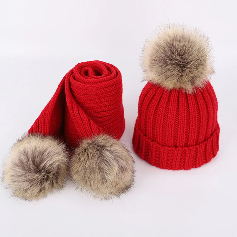 2 3 4 5 6 7 8 9 10 Years Old Boys Girls Winter Warm Hat Knitted Beanie Caps for Kids Toddler Fur Pompom Snow Bonnet