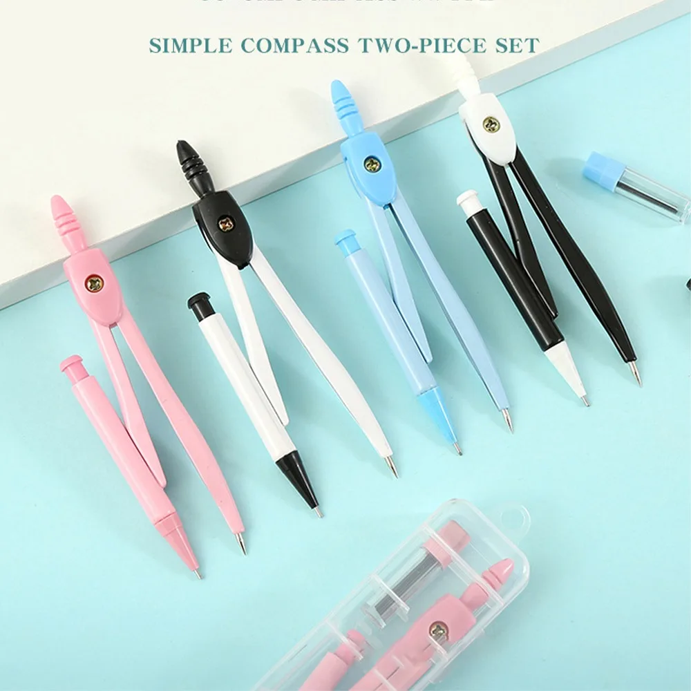 2pcs Exam Metal Compass Set Learning Math Geometry Student Pencil Compass Measuring Multi-functional Drawing Tool