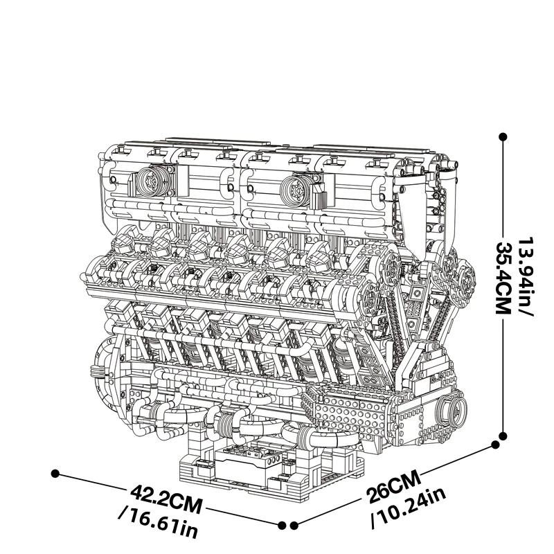 Kit de construcción de modelo de Motor técnico V12, 4719 Uds., Motor de potencia mecánica, montaje DIY, ladrillos, juguetes educativos para niños, regalo ​