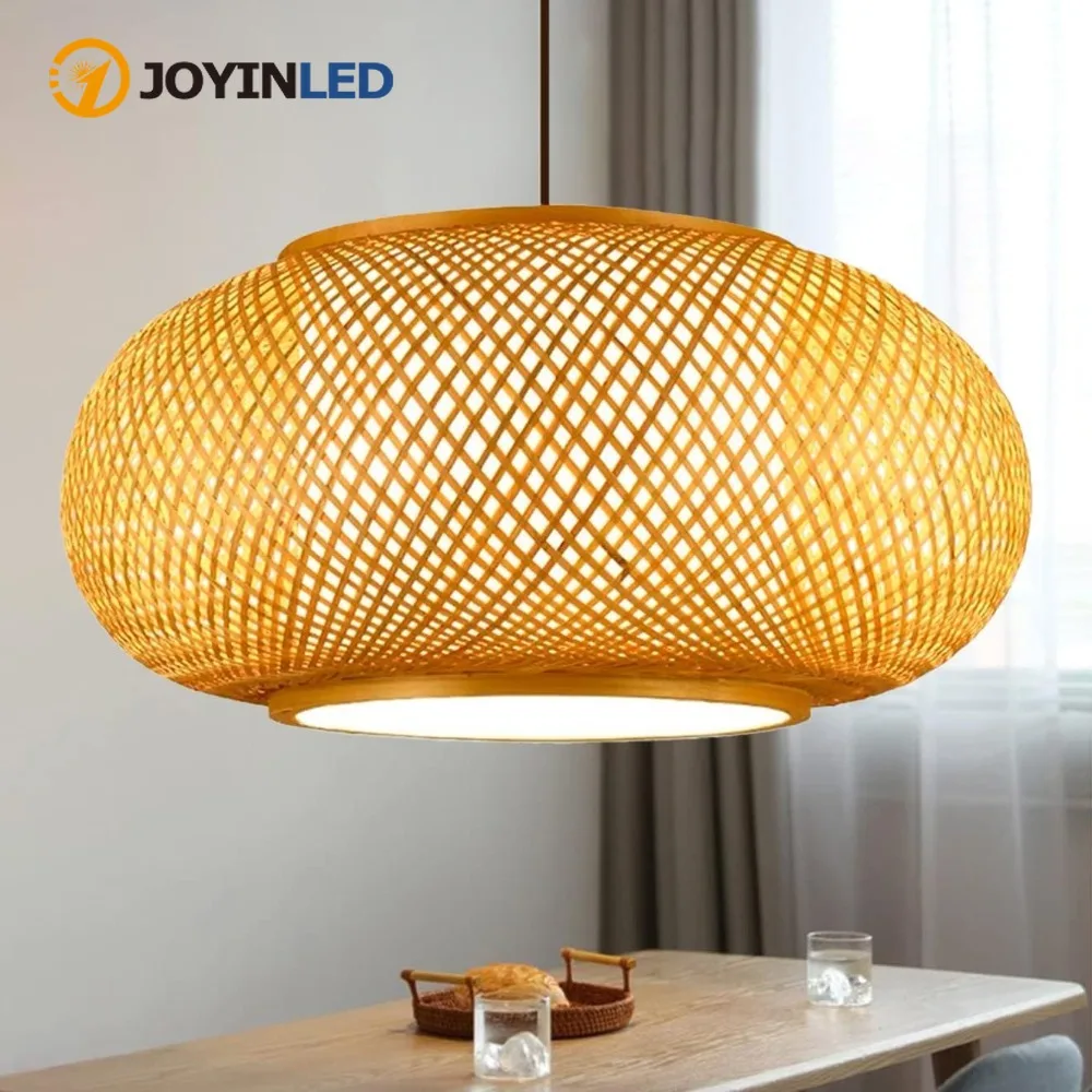 

40/60CM Bamboo Pendant Light Shade Woven Chandelier Ceiling Lamp Cover Bamboo Chandelier for Dining Room Tea Room Restaurant