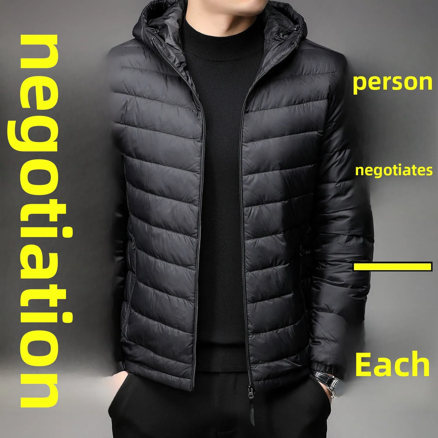 

Lightweight ort down Cotton Jaet for Men Autumn Winter Casual Loose Fit Not Hooded Knot Element Regular Thin