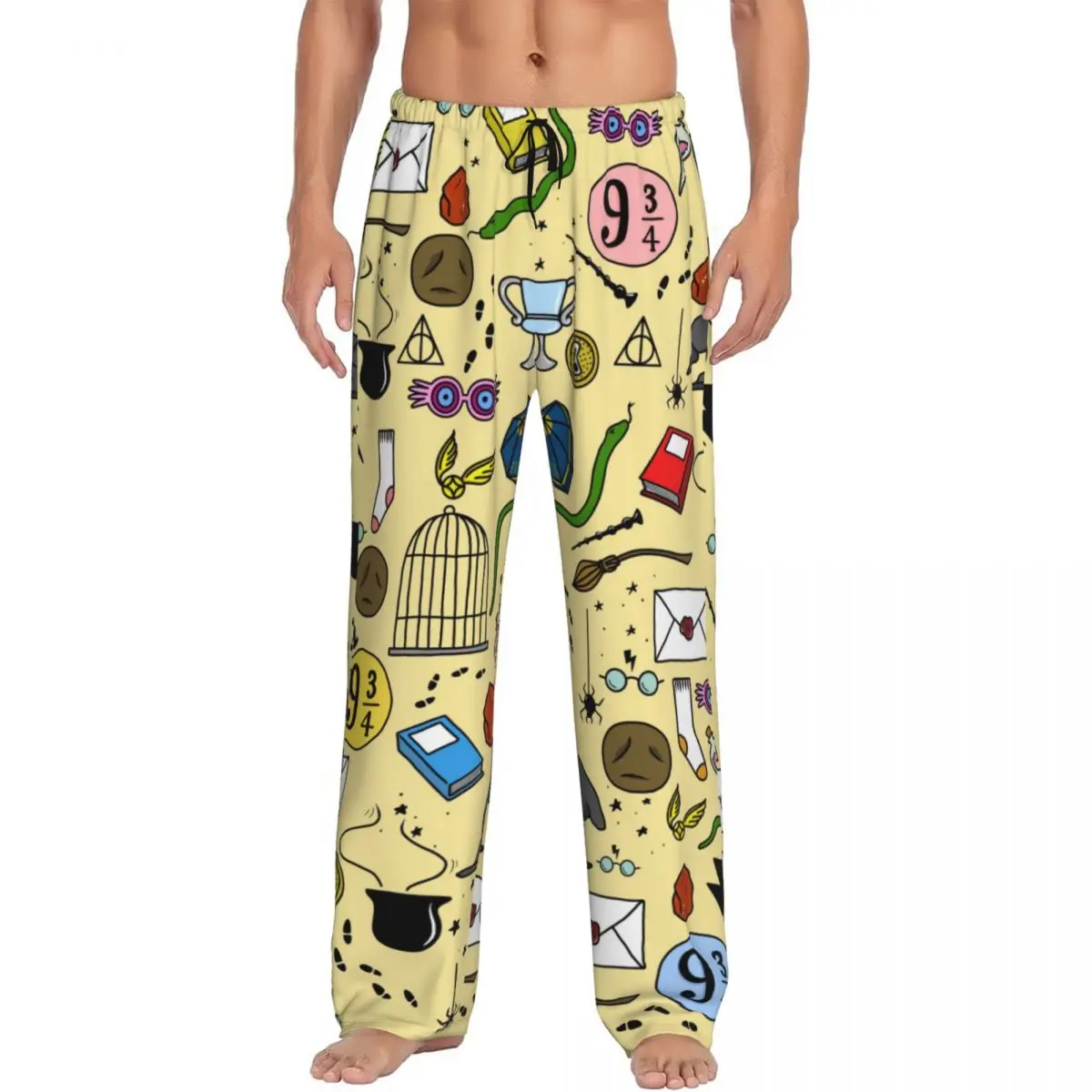

Custom Printed Harrys Magic Adventure Movies Potters Pajama Pants Men's Sleep Sleepwear Bottoms with Pockets