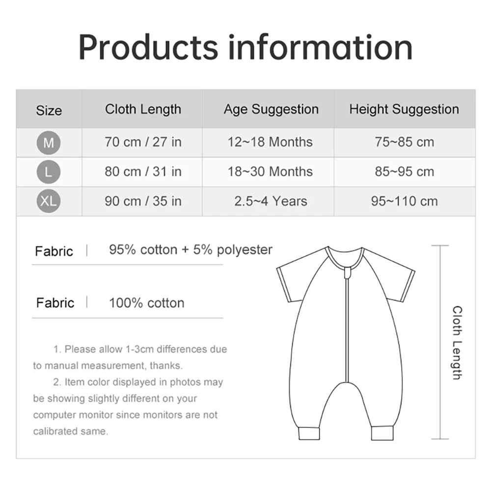 Summer Sleeping Bag For Babies 1-4 Years Sleepsacks Thin Short Sleeve Kids Sleepwear Easy Changing Diapers Baby Sleeping Bag