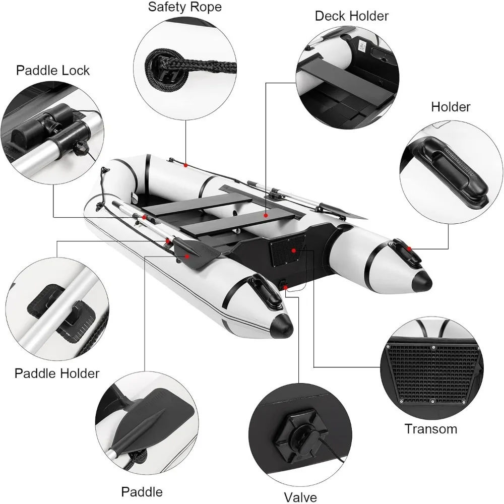 2 Person Inflatable Boat, Raft Inflatable Kayak with Foot Pump & Paddle  Inflatable Boat for Adults,Portable Fishing Boat