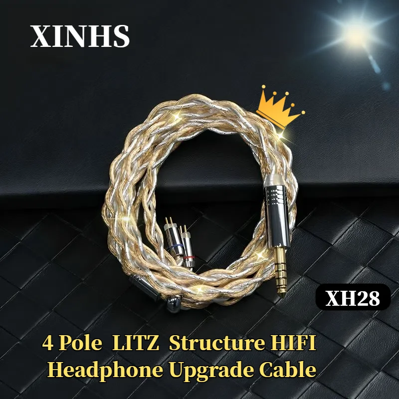 

XINHS XH28 4- Core LITZ Structure Shielded OCC Alloy Copper + High Purity Silver Palladium Plated HIFI Headphone Cable QDC/IE900