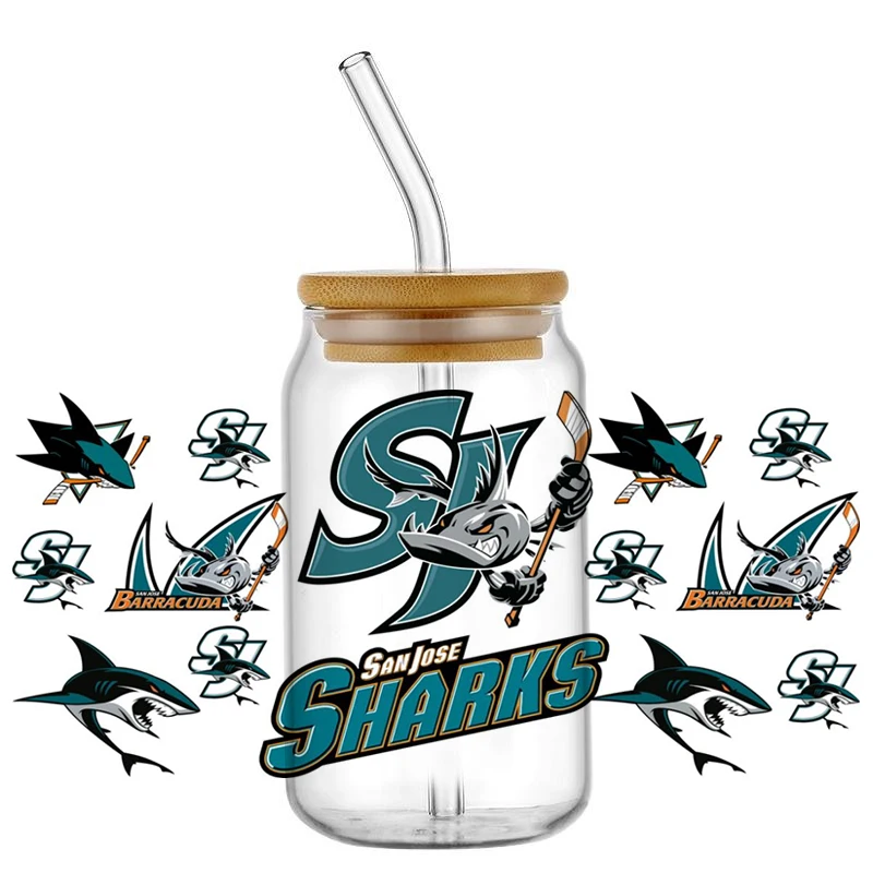 

3D UV DTF Transfer Sticker For 16oz Libbey Glass DIY Sport Team Logo Cup Wrap Easy to Peel Monster Design