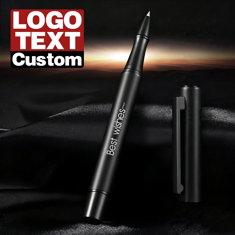 5-20 Pcs Custom Engraved Black minimalist design frosted Metal Ballpoint Pen Personalized Logo Business Office Writing Pen Gift