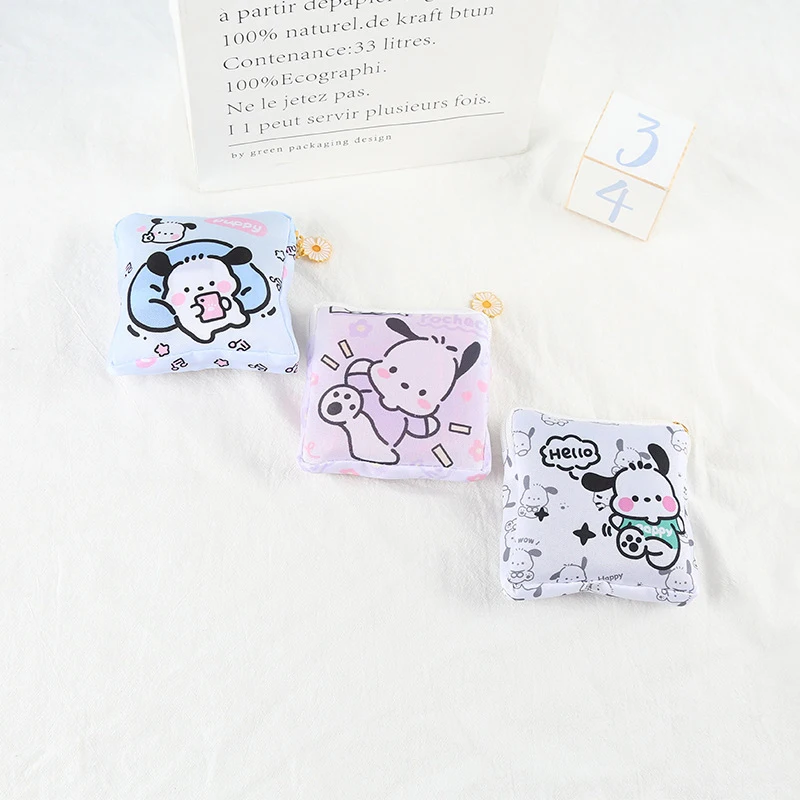 Kawaii Hello Kitty Sanitary Napkin Storage Bag Cartoon Pochacco Travel Portable Makeup Bags Coin Purse Lipstick Earphone Bags