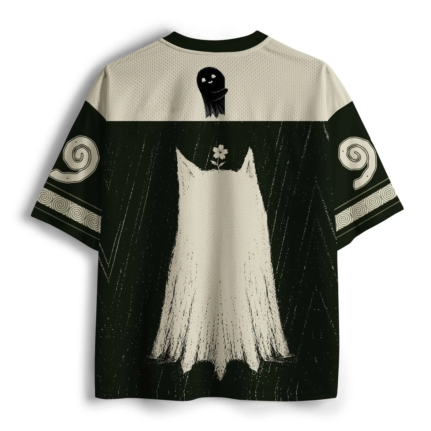 Halloween Lustiges Geister-T-Shirt, Dunkler V-Ausschnitt, Atmungsaktiv, Schnelltrocknend, Kurzärmelig, für Männer, Frauen, Paare und Kinder, Freizeit-Oberteil – Detail 5