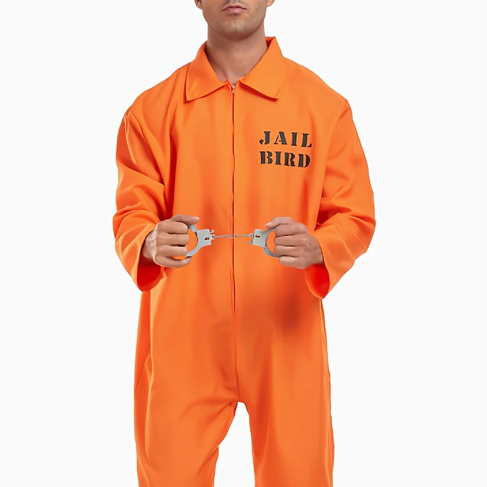 Костюм для косплея заключенного, комбинезоны для взрослых, тюремный комбинезон, костюм на Хэллоуин, реквизит, оранжевый тюремный наряд, маскарадный реквизит, униформа