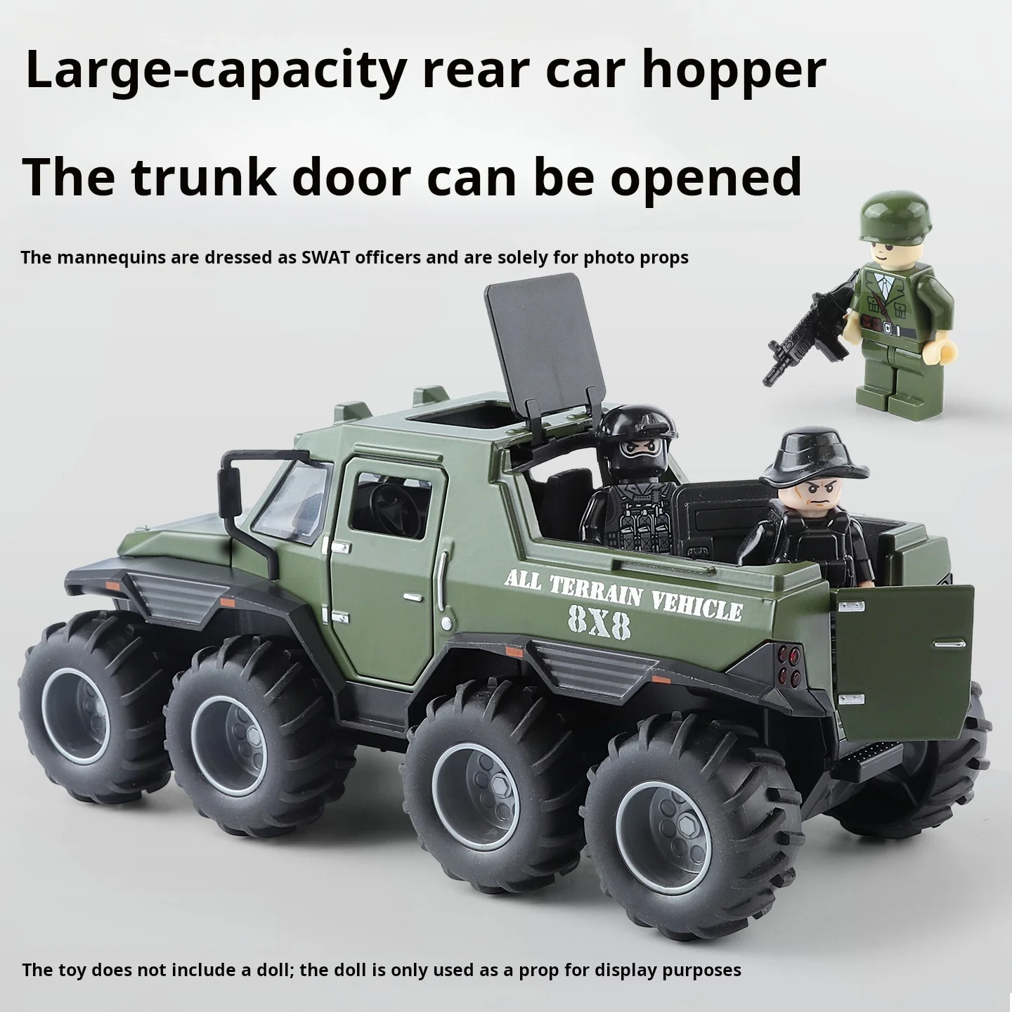 1:32 Conqueror 8X8 Armored Vehicle Off-Road Vehicle Cool Military Alloy Simulation Car Model Pull Back Collection Ornament