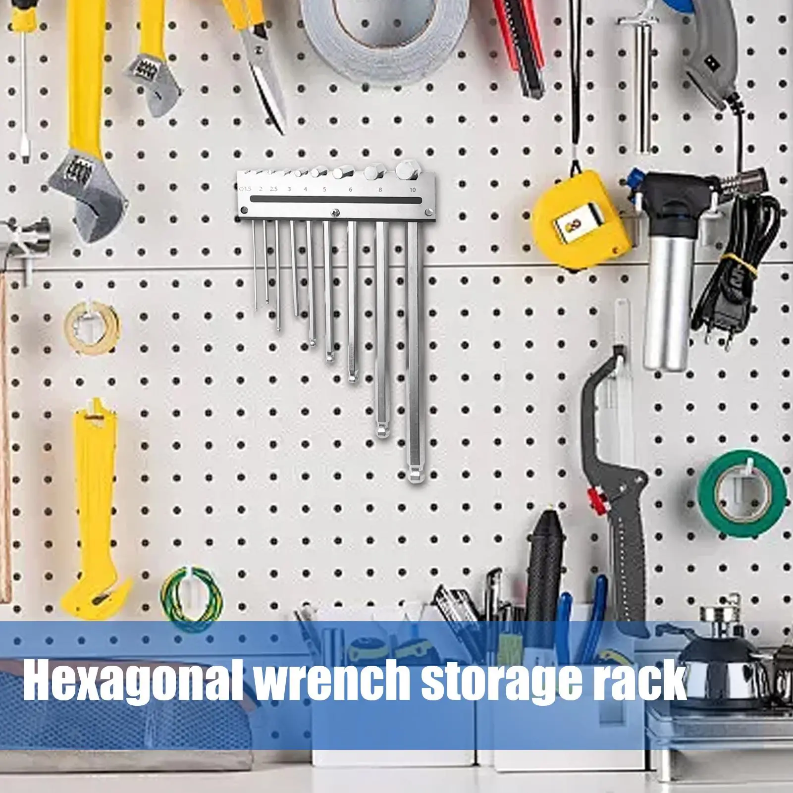 Держатель для шестигранных ключей, винтовая монтажная стойка, вмещает 9 инструментов, подставка для шестигранного L-образного ключа для настольного электрика, плотника, производство профессионалов