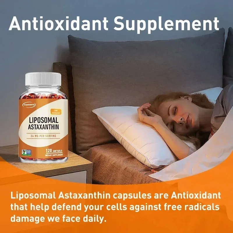 

Липосомальный астаксантин 24 мг, для максимального усвоения, антиоксидант, поддерживает здоровье глаз и кожи, без ГМО, без глютена