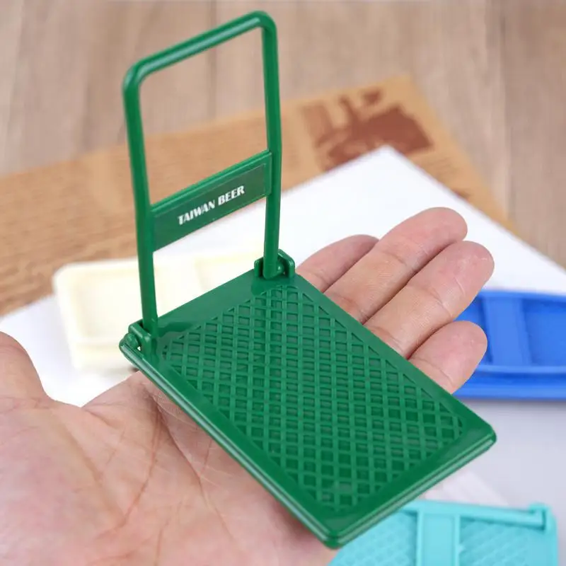 Mini Miniature Dollhouse Supermarket Shopping Cart Trolley Parcel Trailer Pretend Play Doll Food Drink Accessories Toy 4pc/lot