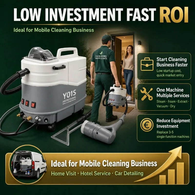 145℃ Steam Cleaning Machine Upholstery Sofa Cleaner Foam Extraction Vacuum System for Fabric Deep Cleaning