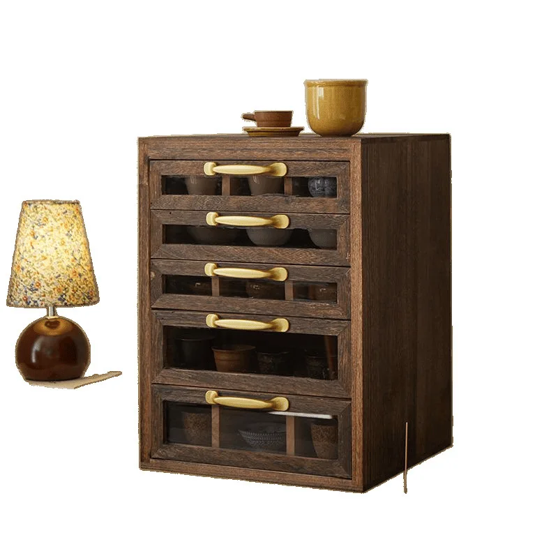

Solid wood household drawer type grid cabinet, dental , Wenplay cabinet, tea set, storage , integrated jewelry