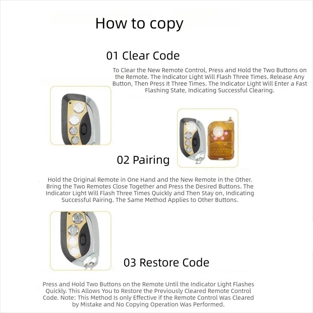 433MHz Frequency Remote Control Duplicator Fixed Code 4 Buttons Universal Remote Controller Security Cloning Metal Keyfob