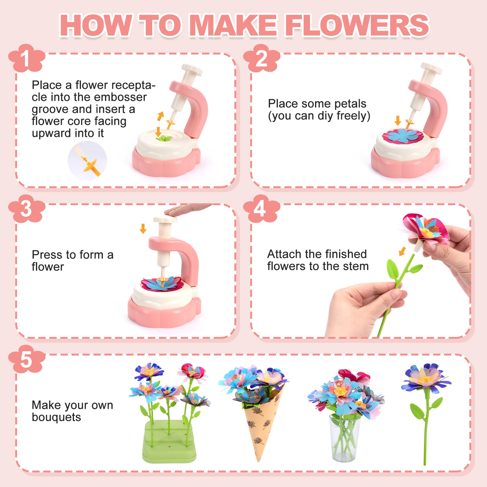 Ręcznie robiony zestaw do symulacji bukietów DIY Maszyna do wytłaczania Zabawki DIY Zestaw do rękodzieła kwiatowego Interaktywne puzzle dla rodziców i dzieci Prezenty dla dziewczynek