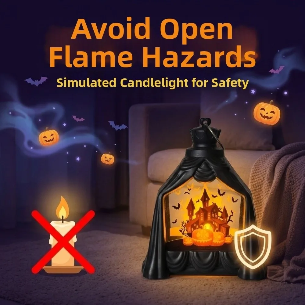 Vintage Halloween Pumpkin Ghost Lamp Decorative Handheld Halloween Night Light Portable Waterproof Pumpkin LED Light