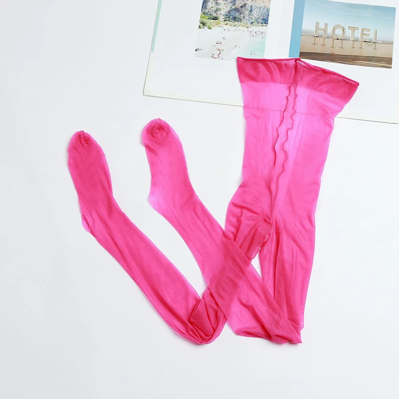 Damen Sexy Glänzende Transparente Strumpfhose mit Hoher Taille, Elastische Ölglanz-Strumpfhose, Ultradünner Durchsichtiger Strumpf
