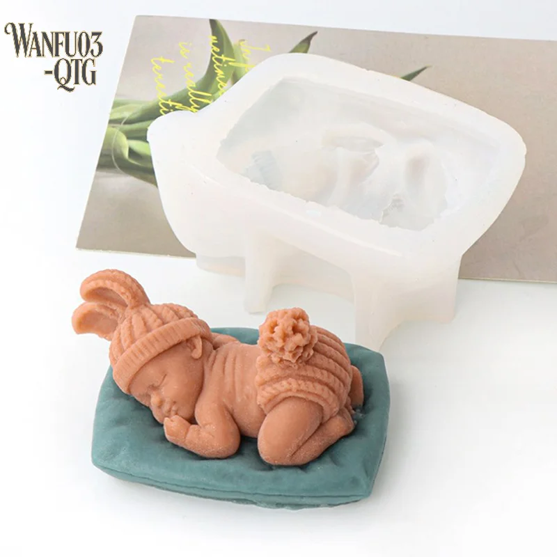 3D Baby Sleeping Shape Silicone Mold Kitchen DIY Fondant Cake Baking Chocolate Mold Handmade Soap Candle Plaster Resin Clay Tool