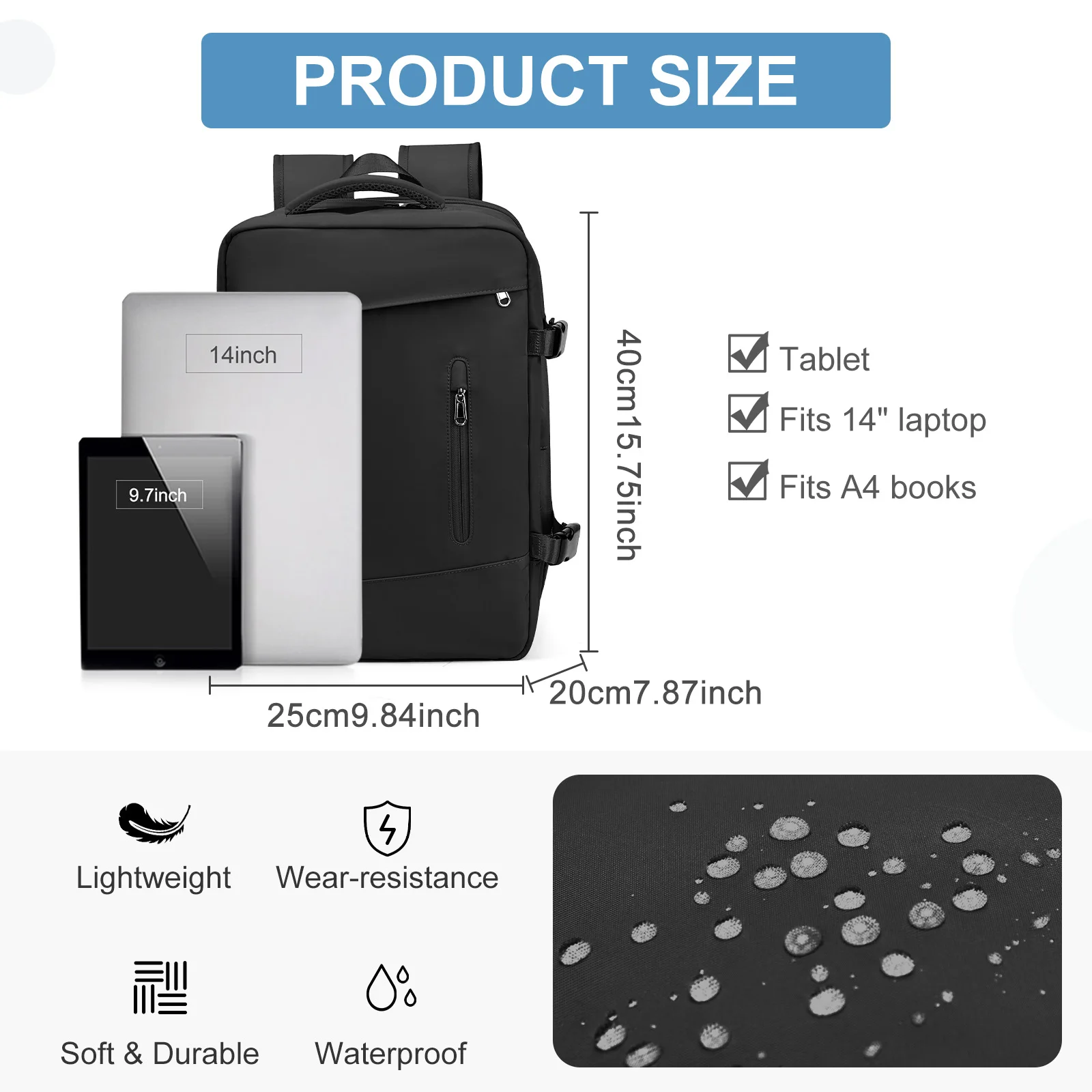 Ryanair 40x20x25 Mochila de viaje para avión, bolsas de equipaje de mano, maleta, bolsa de cabina, avión, hombres, mochila de negocios Laotop, llevar