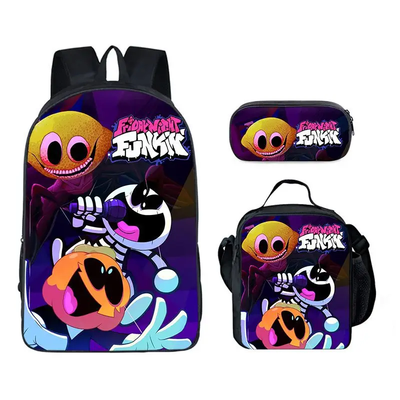 Classic Popular Funny Friday Night Funkin 3D Print 3pcs/Set pupil School Bags Laptop Daypack Backpack Lunch bag Pencil Case