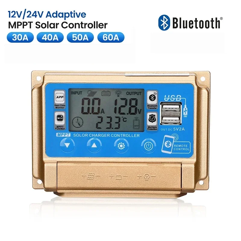 30A/40A/50/60A MPPT Solar Panel Charge Controller High Definition LCD Digital Display Screen Bluetooth WIFI Solar Controller