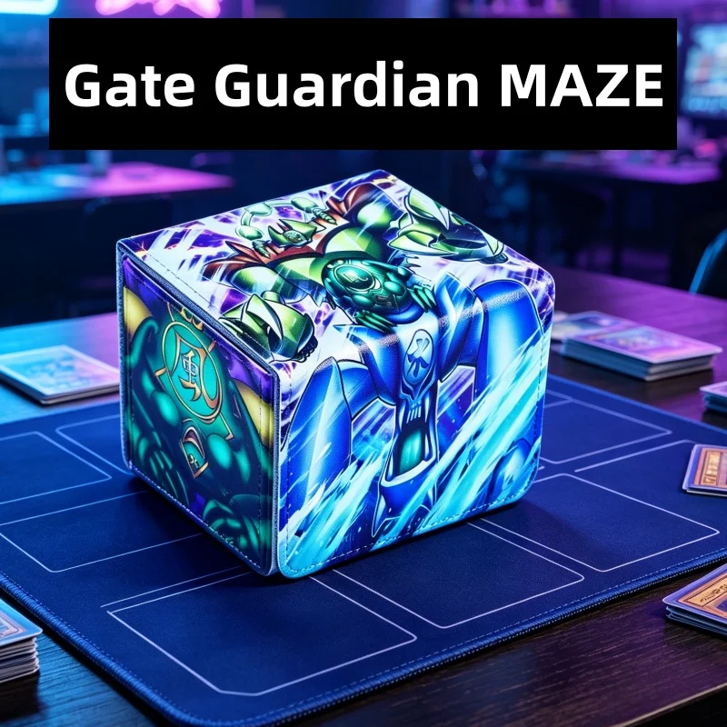Yu-Gi-Oh！Gate Guardian Deck Diy Leather Magnetic Card Box Suijin/Kazejin/Sanga of The Thunder Game Collection Card Storage Box