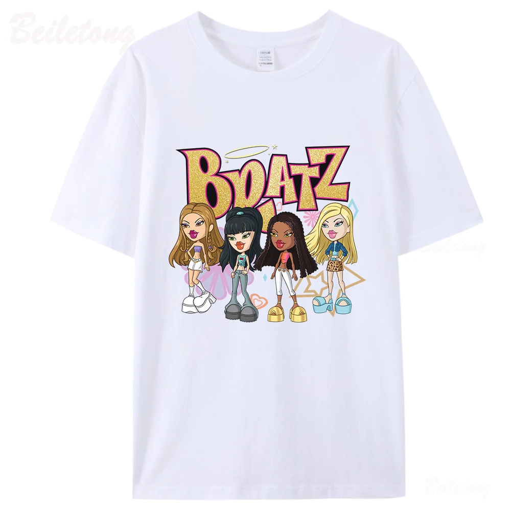 Bratz Women T Shirt Classic 2000 Y2k Shirts Kawaii Aesthetic Harajuku 100%Cotton Pink Print Tops Summer Girl Fashion Tees O-neck