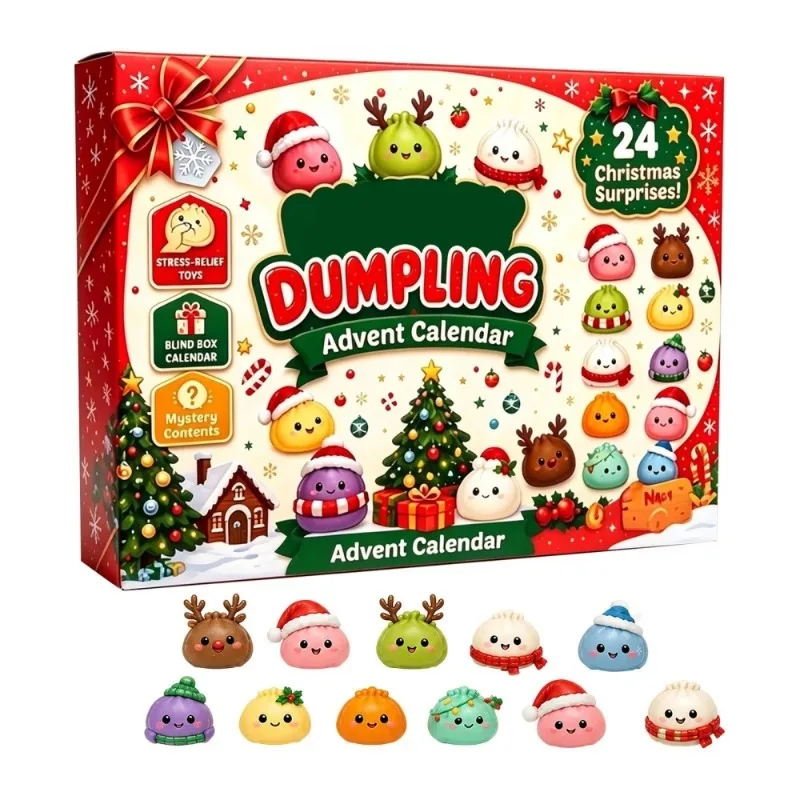 Christmas Mystery Dumpling Advent Calendar 24 Surprises Squishy Fidget Toy Blind Box Stress Relief Xmas Holiday Gift