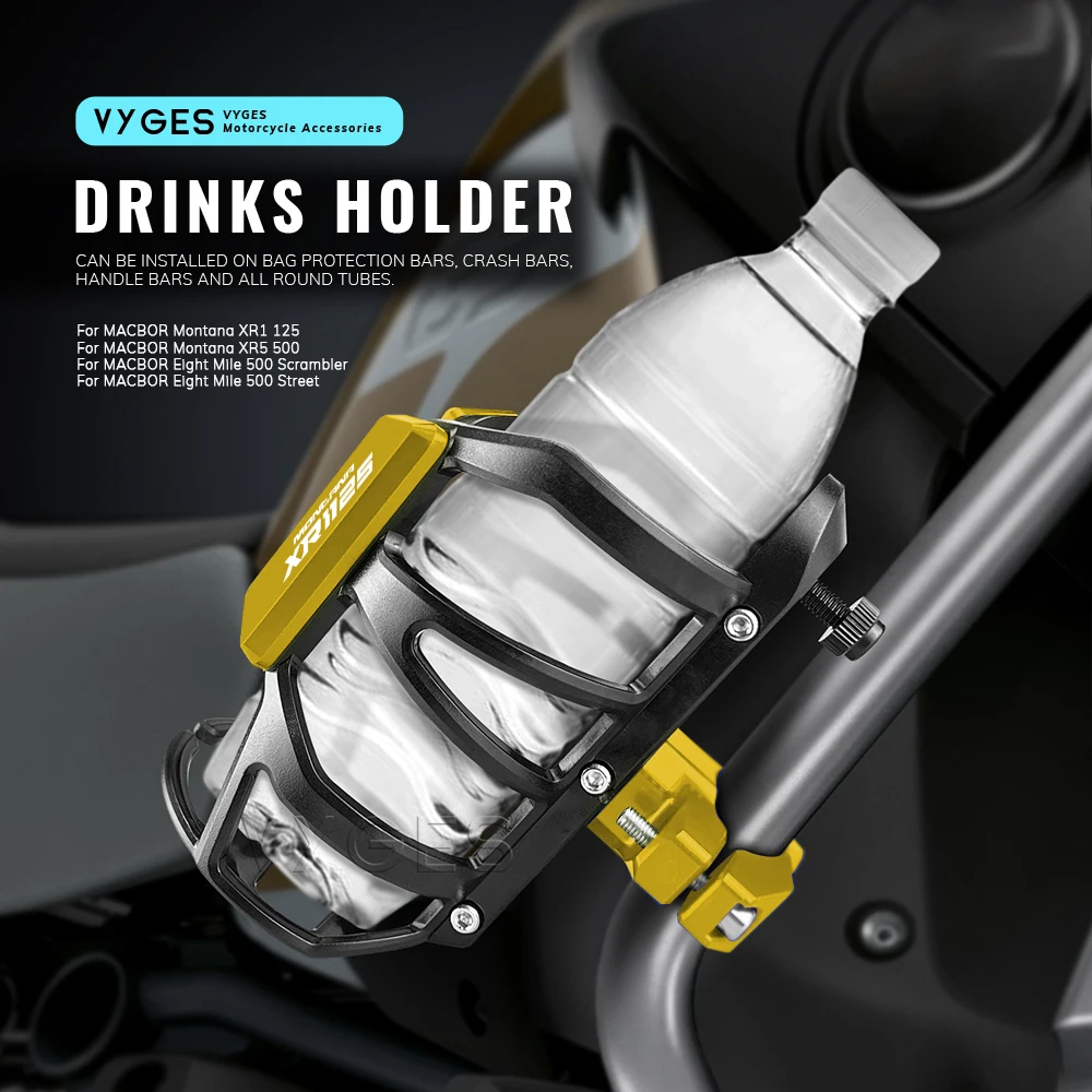 Motorcycle Beverage Water Bottle Cage Drinks Holder Water Cup Holder For MACBOR Montana XR1 125 XR5 500 Eight Mile 500 Scrambler