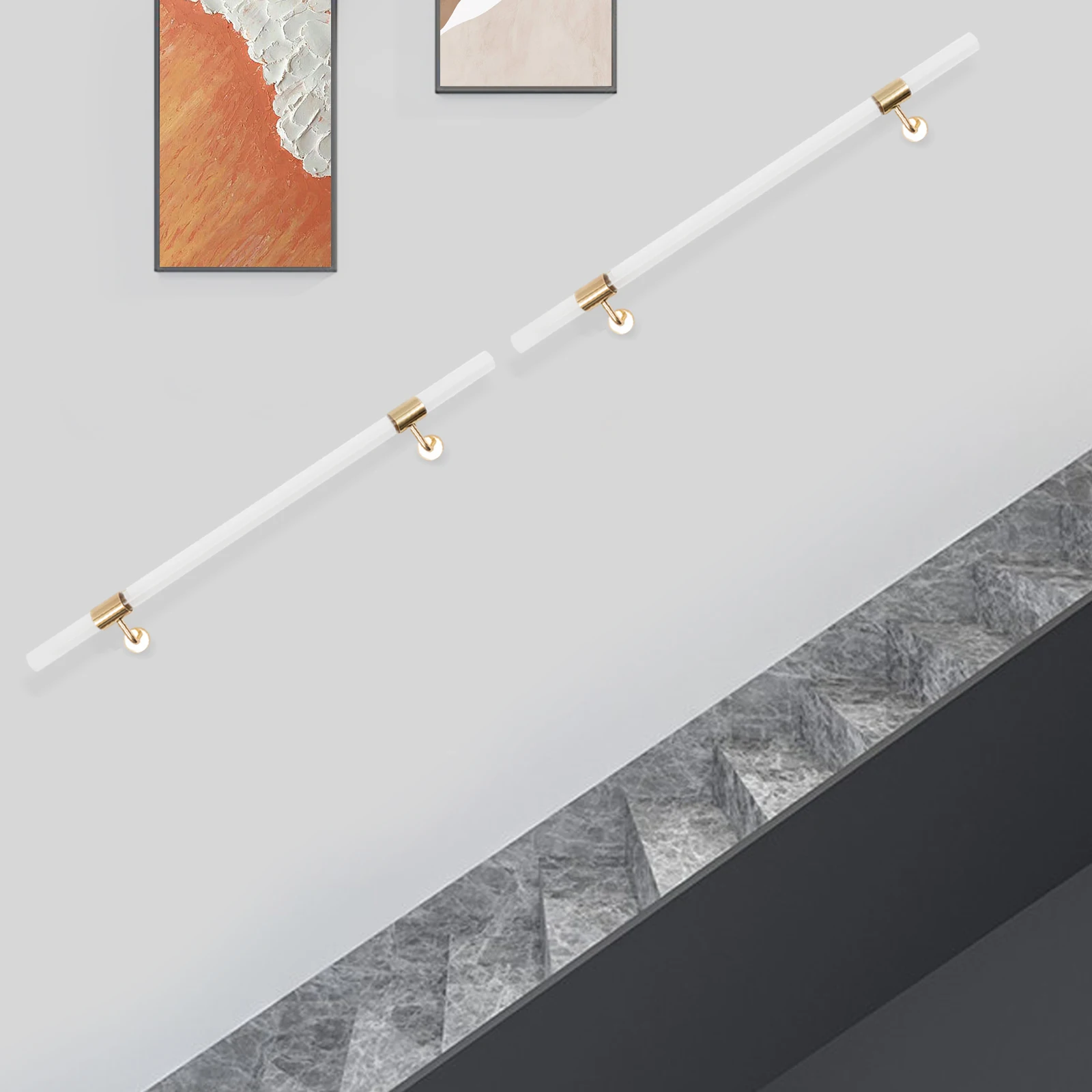 Durable Acrylic Handrail, Golden Stainless Steel Brackets, 176 lbs Capacity, Transparent Finish for Home Safety