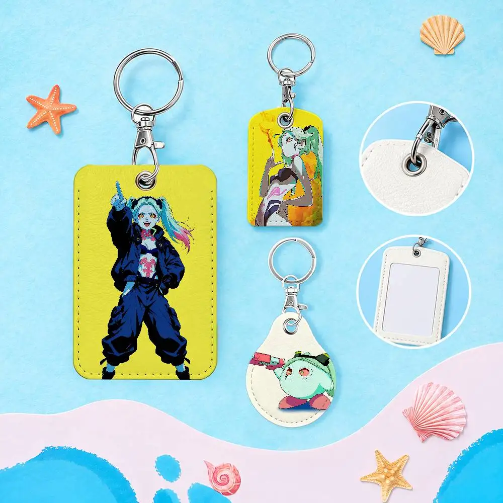 FOR C-Cyberpunk Rebecca Leather Keychain Card Holder For Airtag & Access Cards Modern Bus Pass