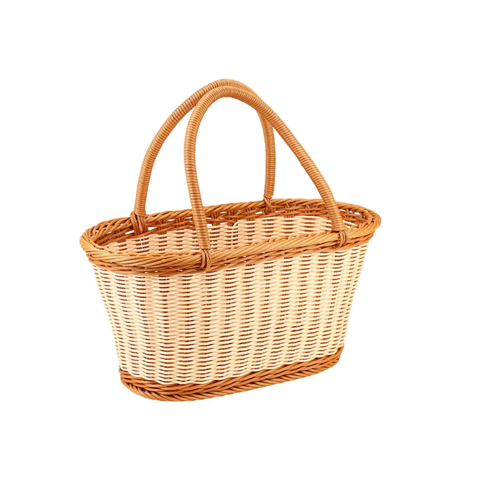 Imitation Rattan Picnic Basket Handmade Storage Baskets for Gathering Picnic