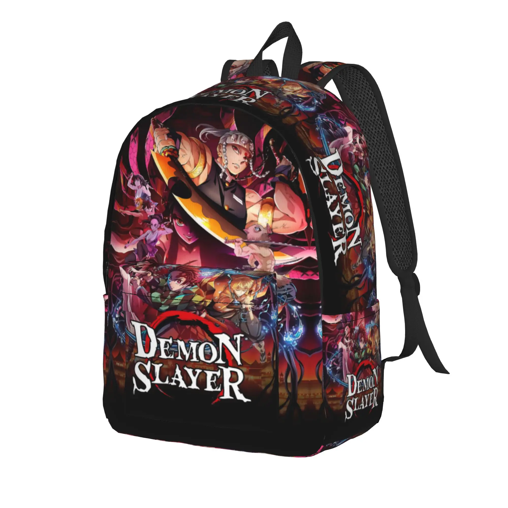 Fashion Demon Slayer Backpack shounen manga Mochilas Adjustable Strap Campus Zipper Closure Rucksack