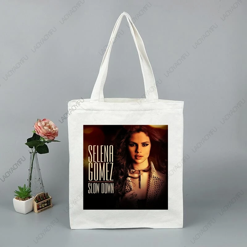 Selena Gomez Shopper Bag for Women Singer Fans Cloth Bags Birthday Gift To Give to Girlfriend Totebag Tote Shopping Aesthetic