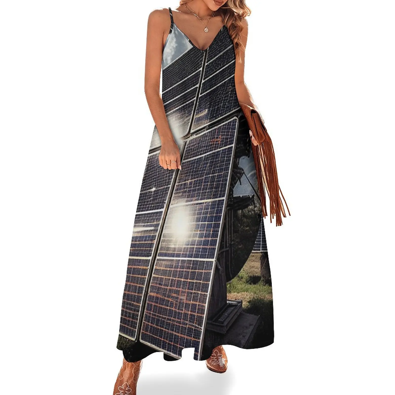 

Solar Panels Sleeveless Long Dress Woman fashion summer women's dress 2025 Dress