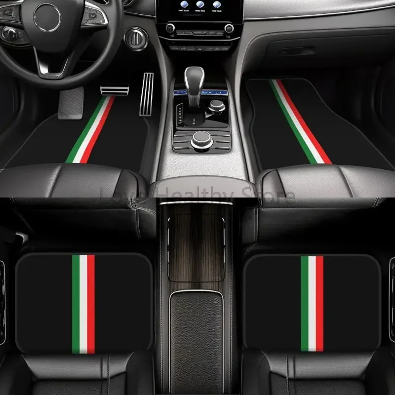Custom Flag of Italy Print Car Floor Mats Set of 4 Front and Rear Foot Mats Universal Decor Car Accessories for Van Sedan SUV
