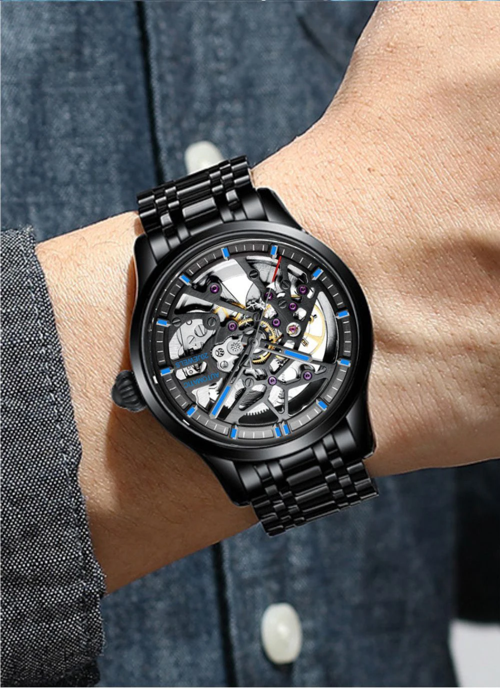 2023 new Design Top brand luxury Fashion Automatic Man watch skeleton Mechanical Mens watches luminous Wristwatch reloj hombre