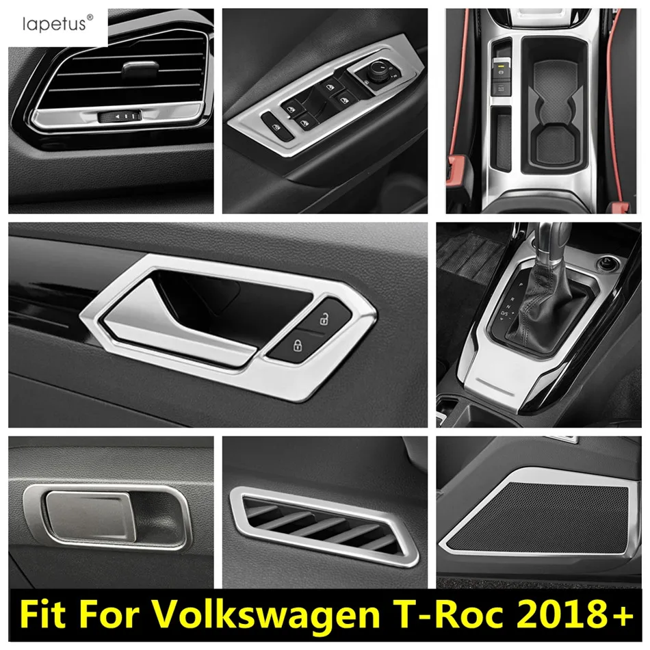 Stainless Steel Accessories For Volkswagen T-Roc T Roc 2018 - 2022 Glove Box Dashboard Air AC Window Lift Gear Panel Cover Trim