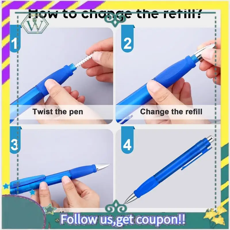 NOWOŚĆ 6 sztuk dużych długopisów Jumbo Pen Bulk z wkładami Bardzo duże długopisy z czarnym tuszem Gigantyczny długopis Oversize Retractable