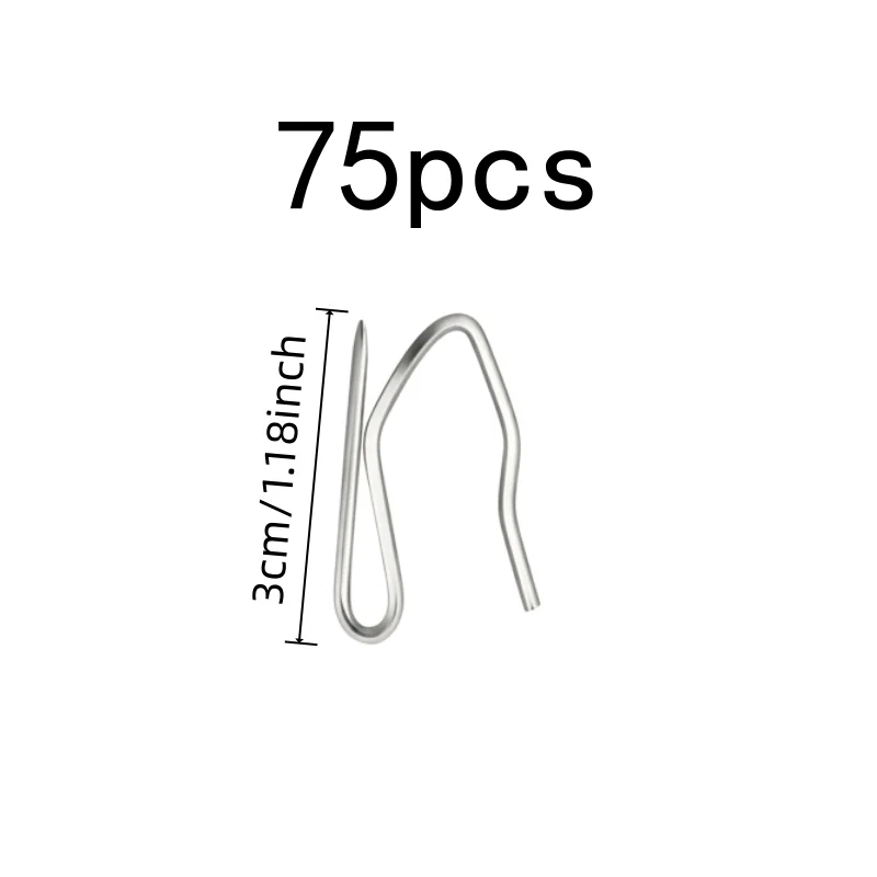 75 pcs 3cm S-Pin Drapery Hooks, Rust Resistant Durable for Door Curtain Hanging, Multipurpose, Versatile