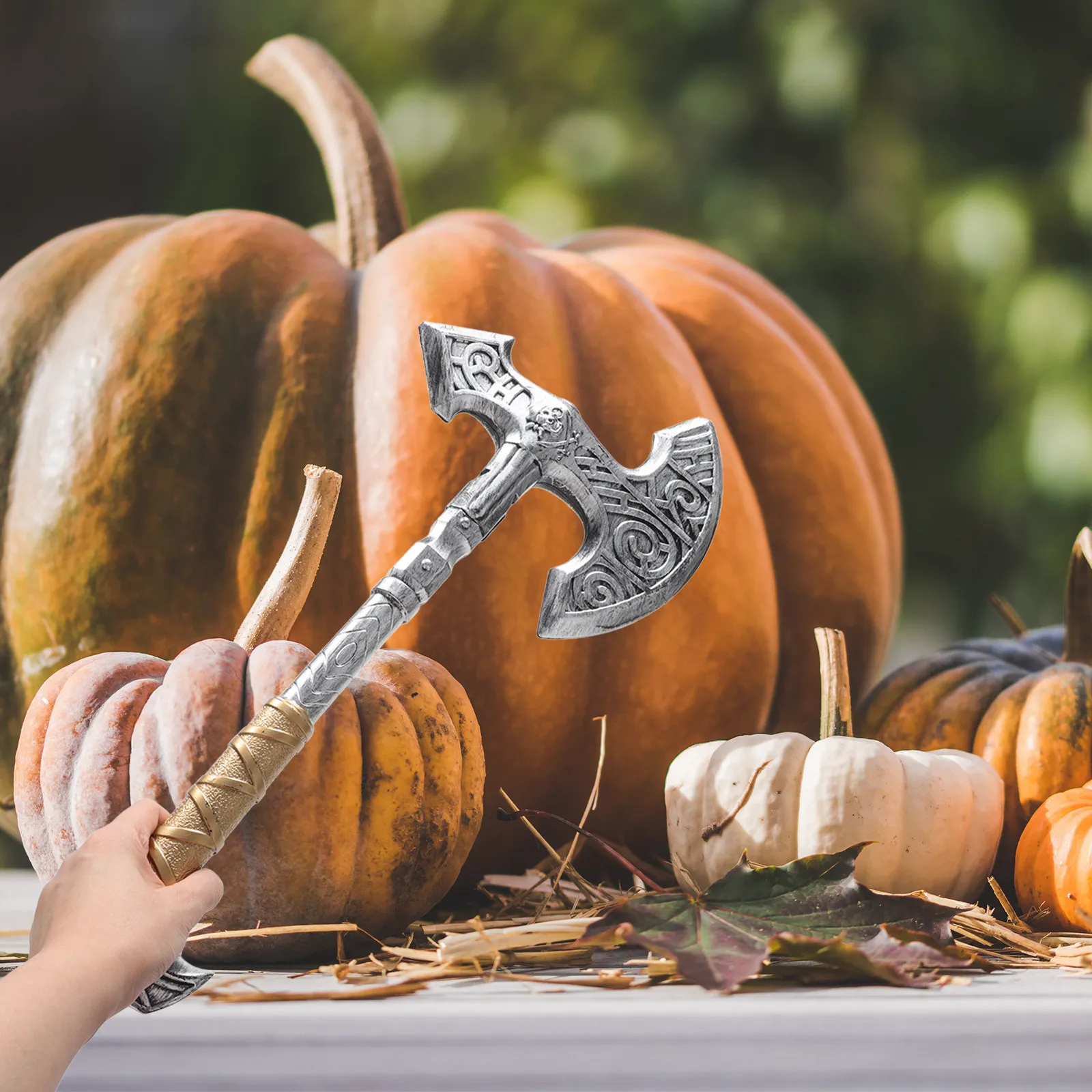 

2pcs Halloween Plastic Ax Props Fish Bone Ornaments for Haunted Decor Party Accessories Desktop Ornaments Spooky Season Favors